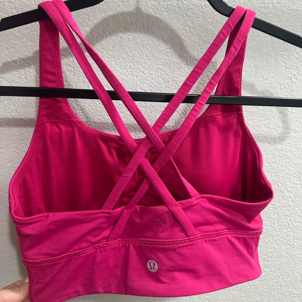Pink Lululemon Energy Longline Sports Bra
